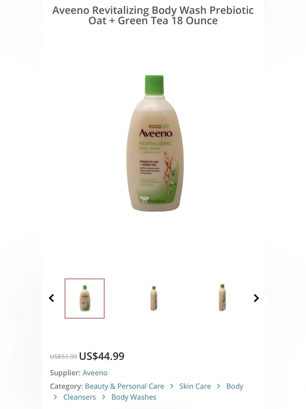 NEW Aveeno Revitalizing Body Wash - Green Tea & Prebiotic Oat - Picture 6 of 8